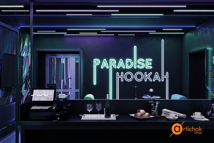 Кальянна Paradise Hookah - стильні дизайнерські рішення, графіті